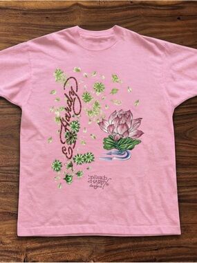 Gildan Pink Floral Lotus Short Sleeve Tee